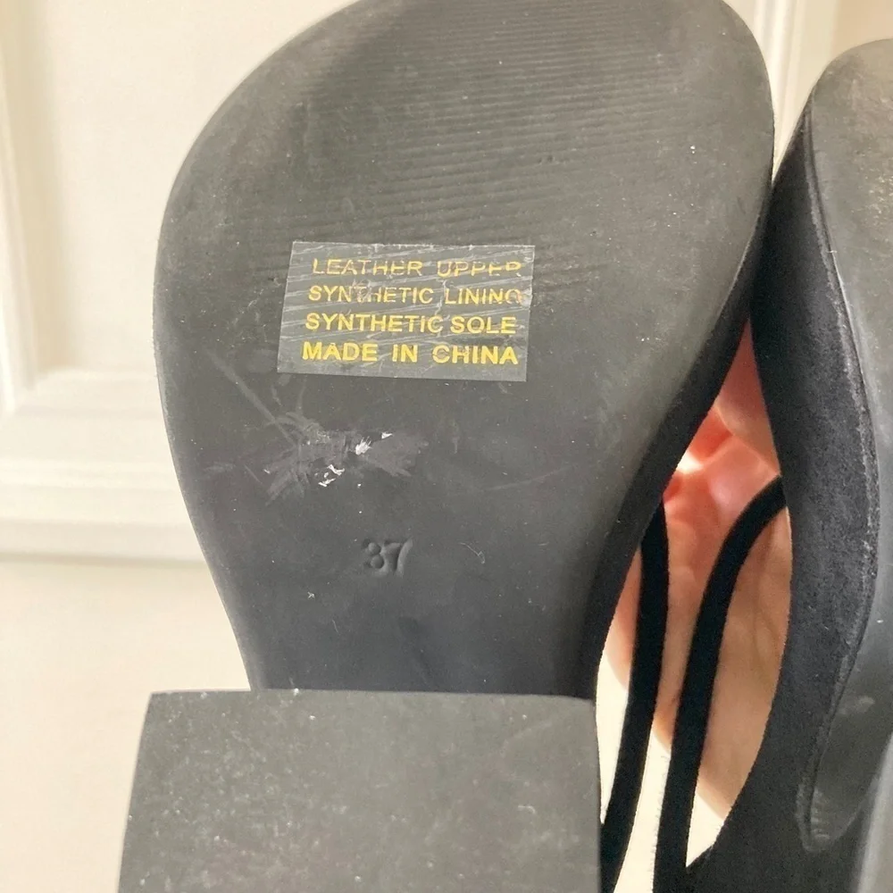 Silent D Anthropologie Star Black Suede Strappy Platform Heels Sz 37